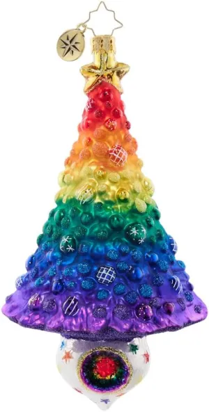 Christopher Radko Hand-Crafted European Glass Christmas Tree Decorative Ornament, Rainbow Radiance Fir