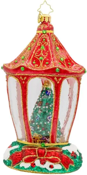 Christopher Radko Hand-Crafted European Glass Christmas Tree Decorative Ornament, Sparkle 'n Spruce Lantern