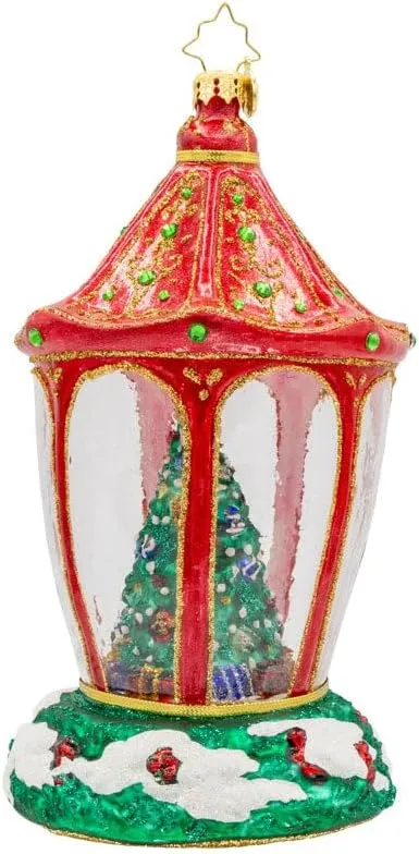 Christopher Radko Hand-Crafted European Glass Christmas Tree Decorative Ornament, Sparkle 'n Spruce Lantern
