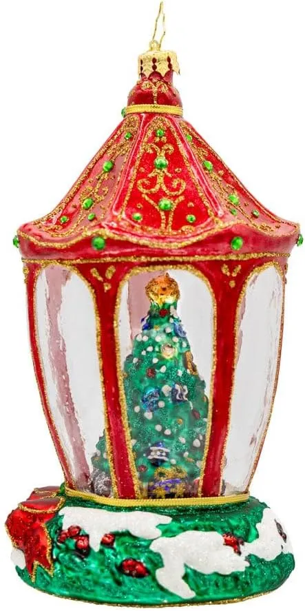 Christopher Radko Hand-Crafted European Glass Christmas Tree Decorative Ornament, Sparkle 'n Spruce Lantern