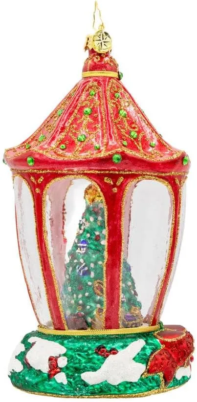 Christopher Radko Hand-Crafted European Glass Christmas Tree Decorative Ornament, Sparkle 'n Spruce Lantern