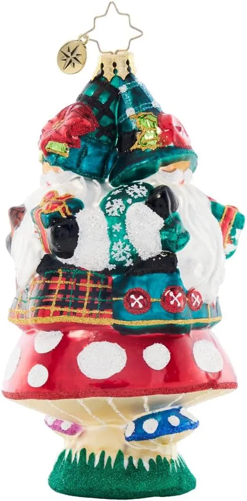 Christopher Radko Hand-Crafted European Glass Christmas Tree Decorative Ornament, Three Gnomes are Better Than One
