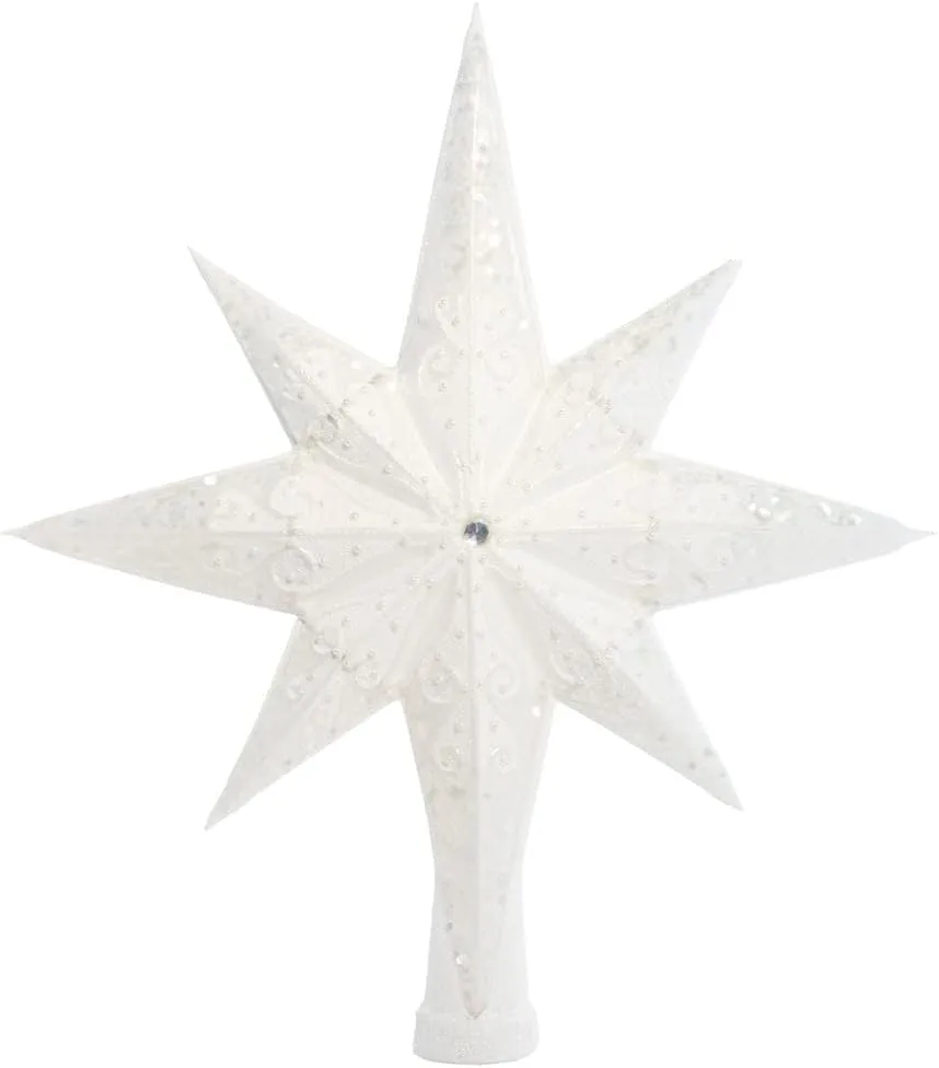 Christopher Radko Hand-Crafted European Glass Christmas Tree Decorative Ornament Topper, Pearl Stellar Finial