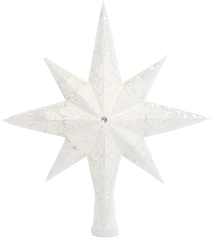 Christopher Radko Hand-Crafted European Glass Christmas Tree Decorative Ornament Topper, Pearl Stellar Finial