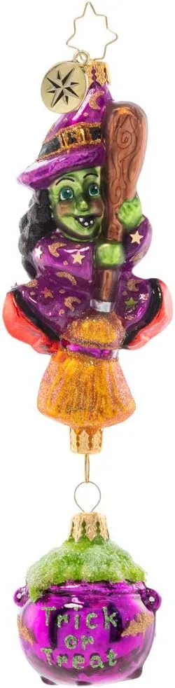 Christopher Radko Hand-Crafted European Glass Halloween Christmas Tree Decorative Ornament, Witchy Woman