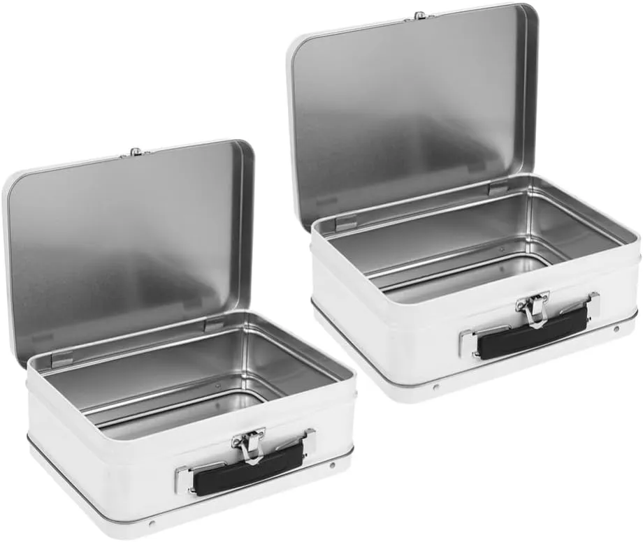 Ciieeo Tinplate Storage Box Lock 2pcs Favor Boxes for Jewelry Decorative Tin Case