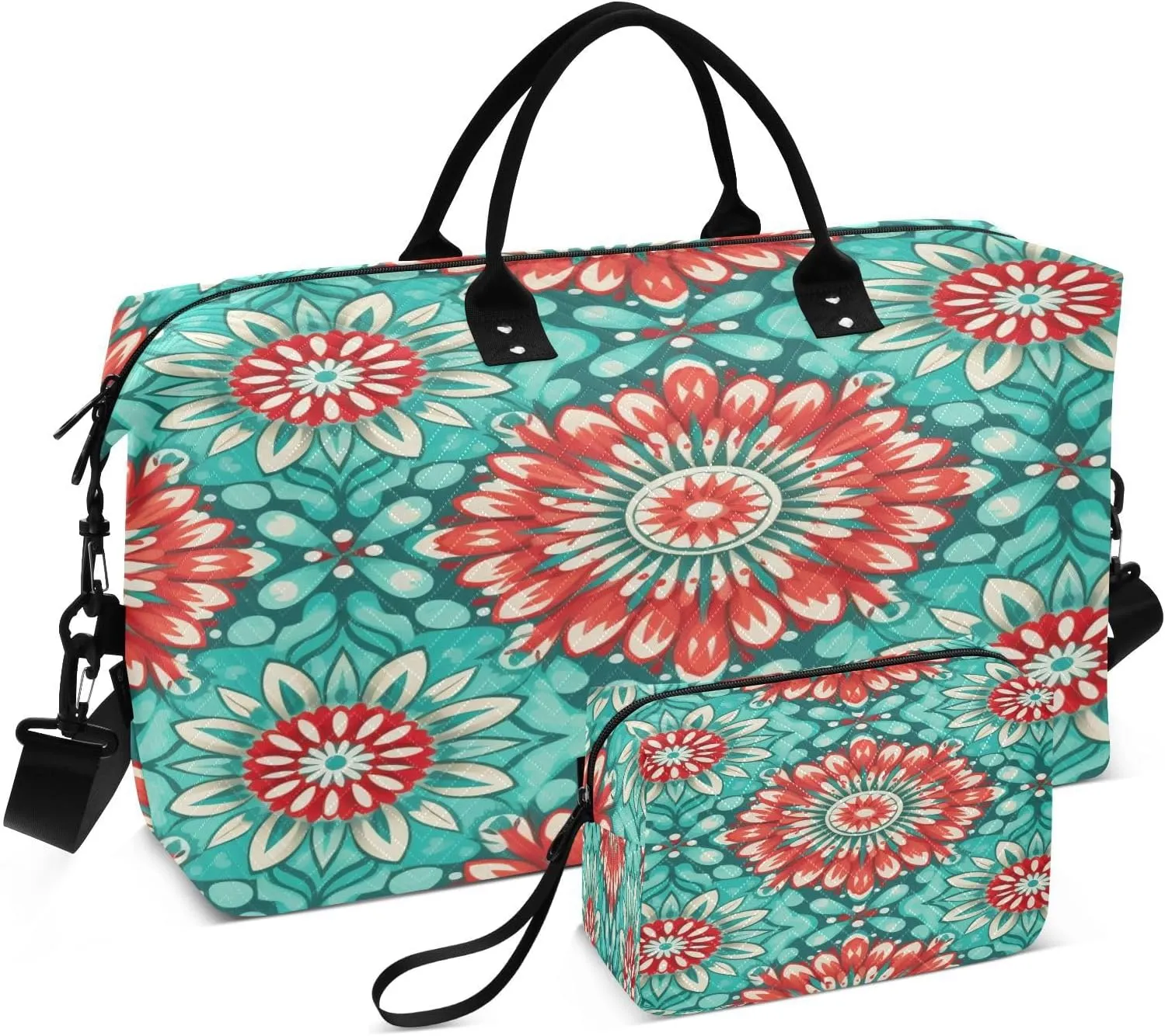 Circular Mandala Travel Duffle Bag Weekend Overnight Bag Carry on Toiletry Bag Large Gym Bag for Men Women