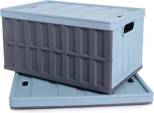 Citylife 64L Collapsible Storage Bins with Lids Plastic Storage Containers for Organizing Stackable Storage Box Large Heavy Duty Utility Crates, 2 Packs