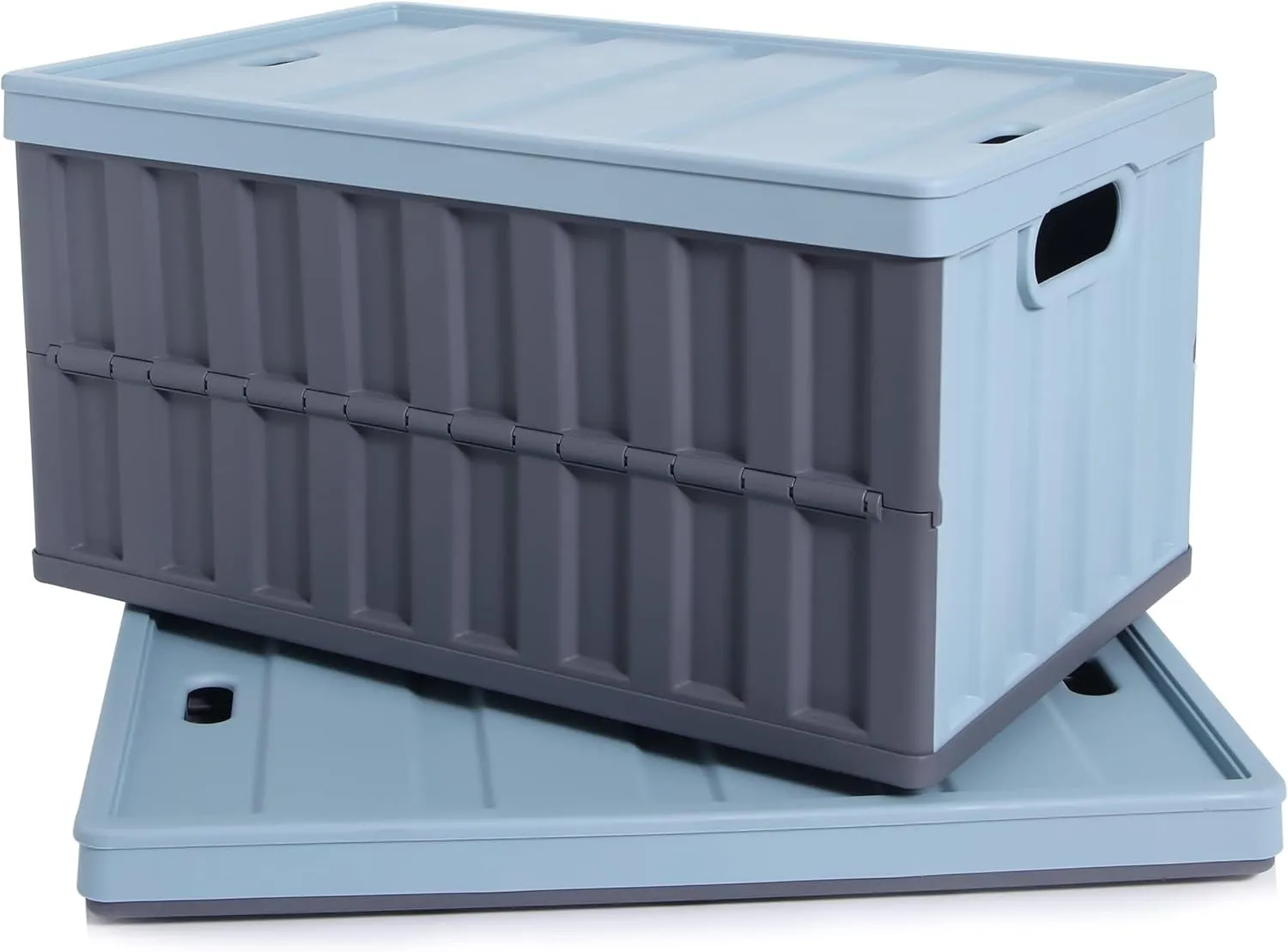 Citylife 64L Collapsible Storage Bins with Lids Plastic Storage Containers for Organizing Stackable Storage Box Large Heavy Duty Utility Crates, 2 Packs
