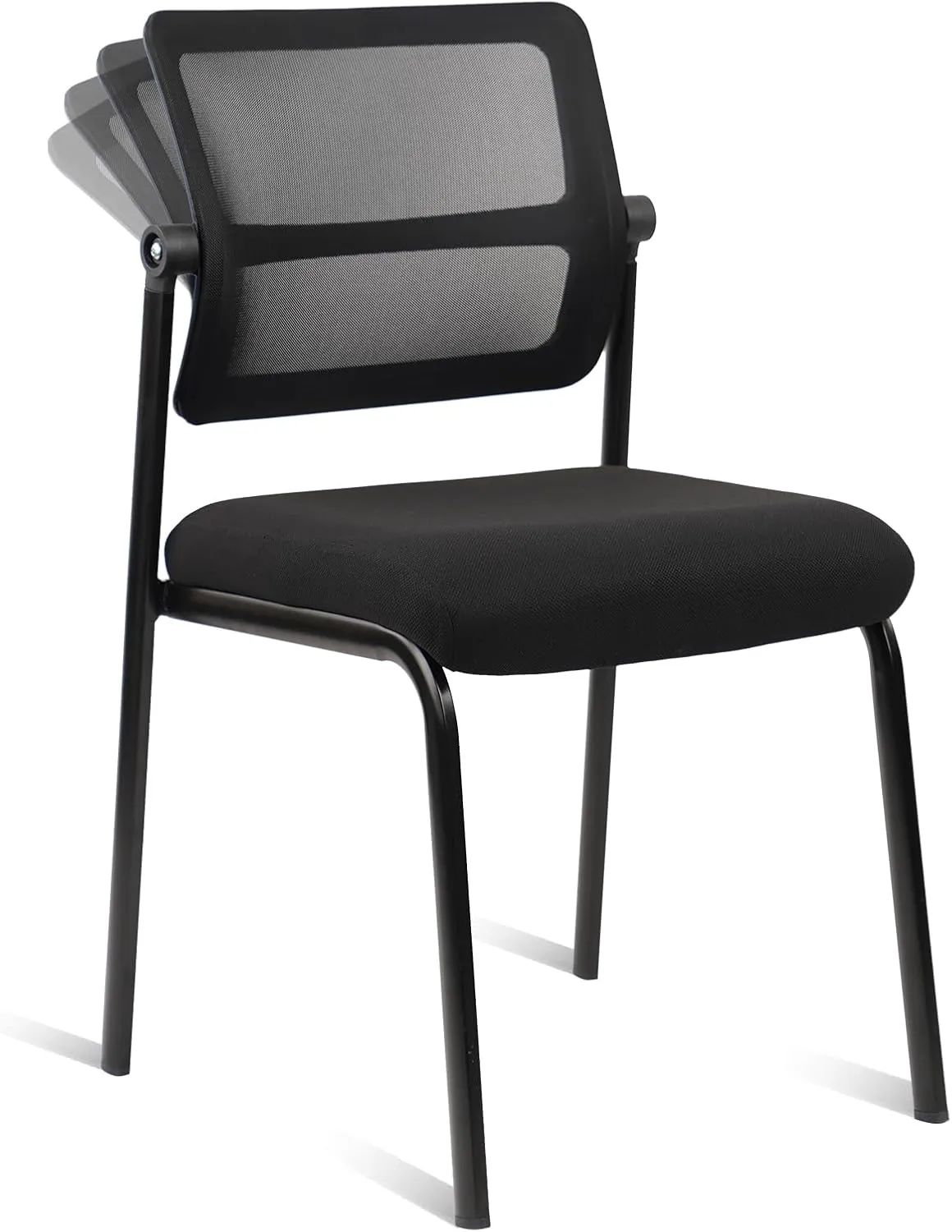 CLATINA Stacking Armless Office Chair with Adjustable Backrest, Stackable Mesh Guest Reception Desk Chairs with Ergonomic Lumbar Support for Conference Waiting Room Lobby Side School, Black, 1 Pack