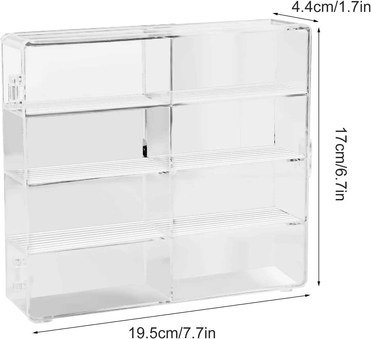 Clear Acrylic Toy Car Display Case, 1/64 Scale Mini Car Showcase Display, Matchbox Car Storage Box for Mini Toy Display, 8 Compartments, 2 Pack (2pcs)