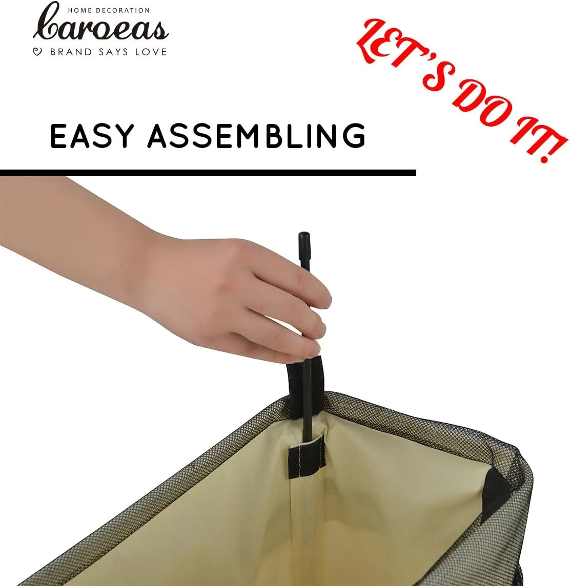 Cloth Clothes Basket, Caroeas 24" Handy Hanging Laundry Basket Tall & Slim Hamper Waterproof Laundry Bag Collapsible Travel Laundry Bag with Breathable Mesh Cover & Soft Handle Laundry Hamper (Black1)