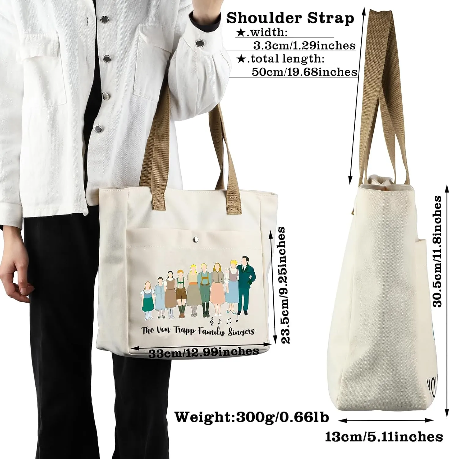 CMNIM The Sound of Inspired Music Tote Bag The Von Trapp Family Singers Fan Gift for Musical Movie Lover Grocery Shoulder Bag