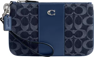 COACH Women's Essential Small Wristlet in Signature Denim, Deep Blue Multi, One Size