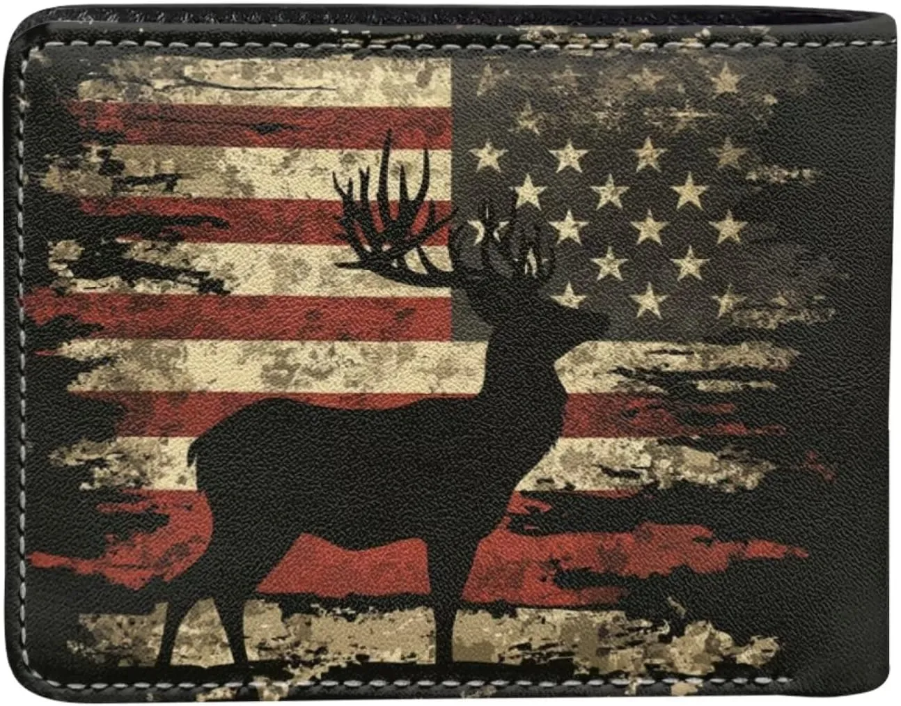 Coldinair American Flag Boy Cool Wallet Deer Leather Wallet for Boys Kids Purse Bifold Rfid Blocking Wallet with Coin Pocket and Card Cash Holder for Youth Men