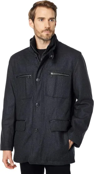 Cole Haan Men's Wool Melton Coat with Nylon Bib