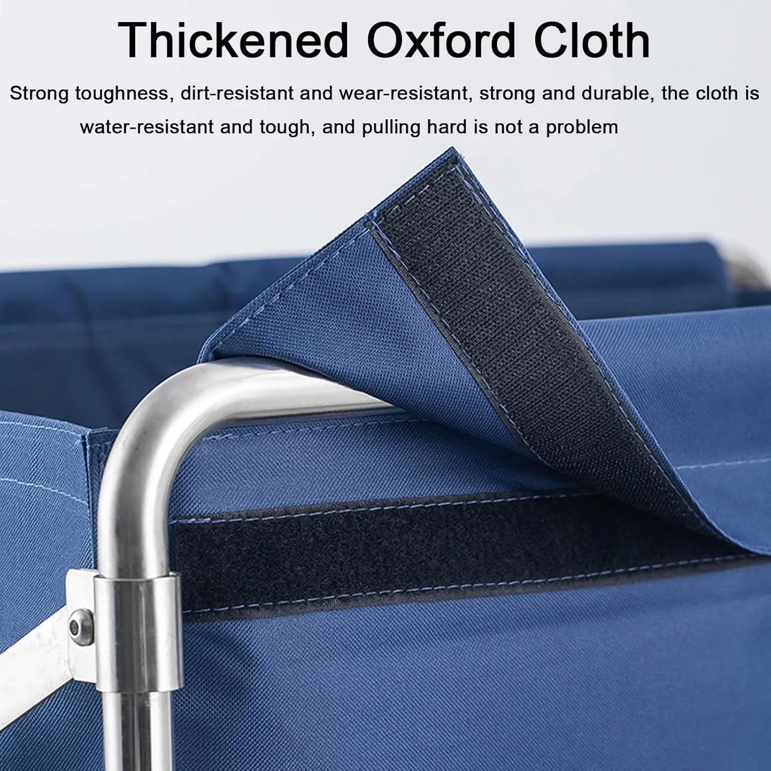Collapsible Cart with Wheels All-Steel Frame with Laundry Basket Folding Linen Trolley with Removable Fabric Bags, Large Capacity with Swivel Castors(Blue,90x88x60cm/35x35x24in)