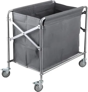 Collapsible Cart with Wheels All-Steel Frame with Laundry Basket Folding Linen Trolley with Removable Fabric Bags, Large Capacity with Swivel Castors(Gray,85x80x50cm/33x32x20in)