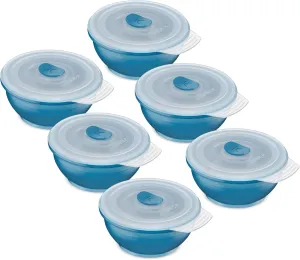 Collapsible Food Storage Containers - Silicone Container Bin Sets with Lids for Kitchen, Camping & Camper RV Accessories, Freezer and Microwave Safe Storage Bowl Set, Stackable Space Saving Bins