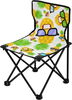 Collapsible Pineapple Funny Cool Ultralight Camping Chair Lightweight Foldable Chairs Indoor Carry Bag Included Travel Chairs for Adults for Outdoor Indoor