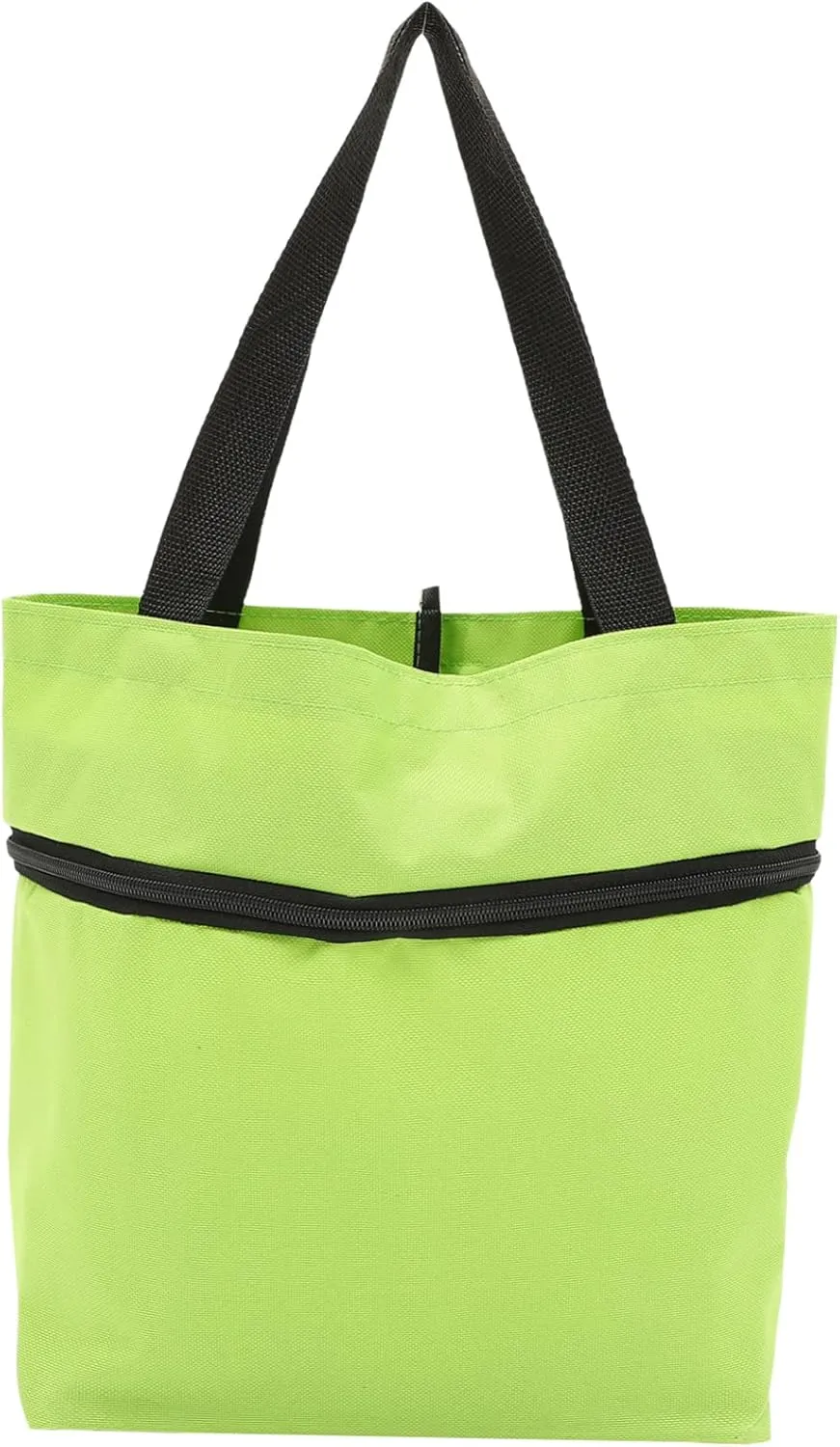 Collapsible Trolley Bag Adjustable Handles Large Capacity Grocery Shopping Bag Wheels Green