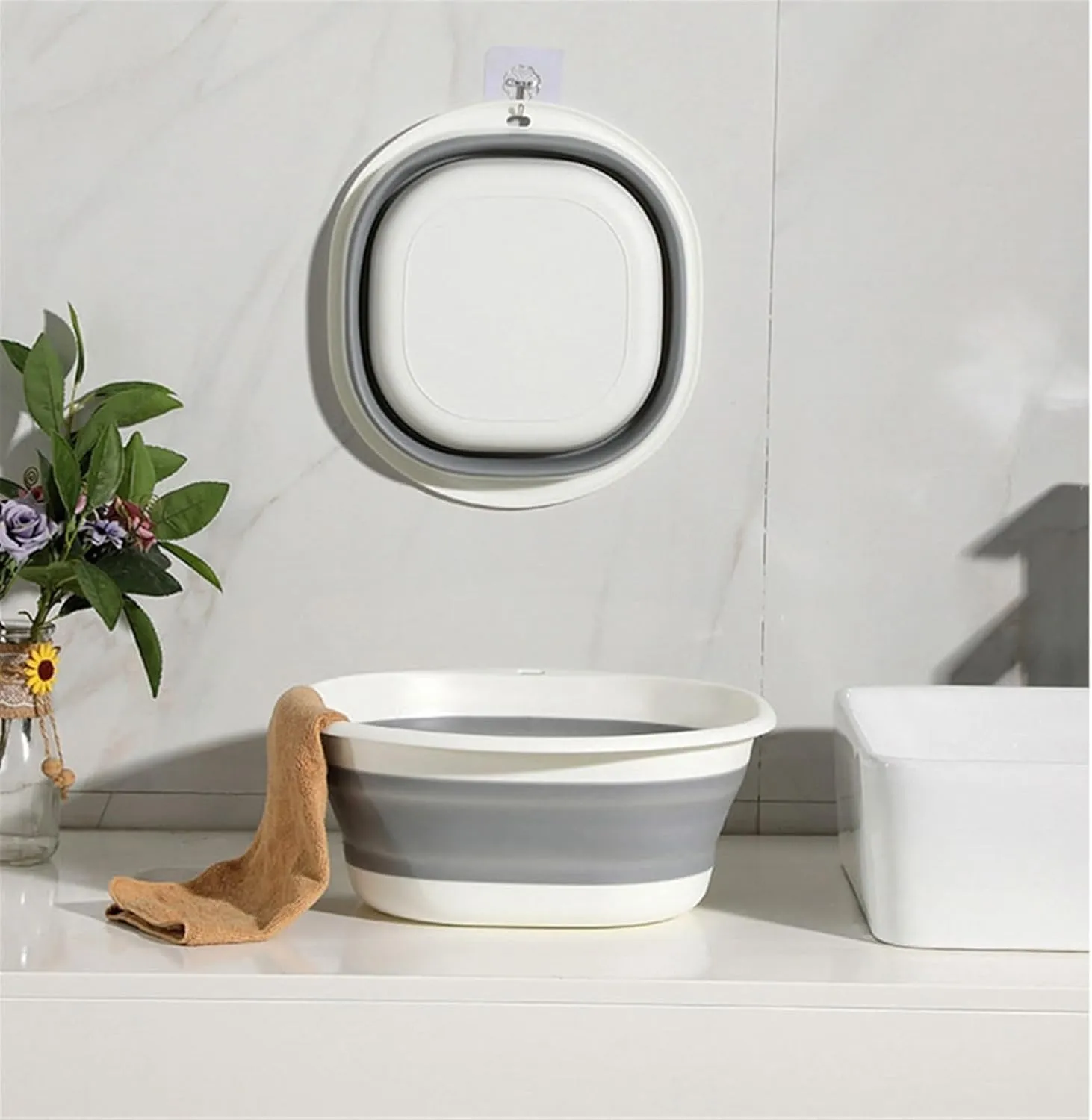 Collapsible wash Basin Folding Basins Portable Wash Basins Folding Laundry Tub Bath Basin Bathroom Kitchen Accessories Wash Basi.(25.8cm)