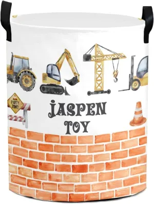 Construction Watercolor Cars Brick Wall Personalized Laundry Basket Laundry Hamper Clothes Bag Collapsible Tall with Handles,Waterproof,Storage Baskets for Bathroom College Dorm Family Essentials
