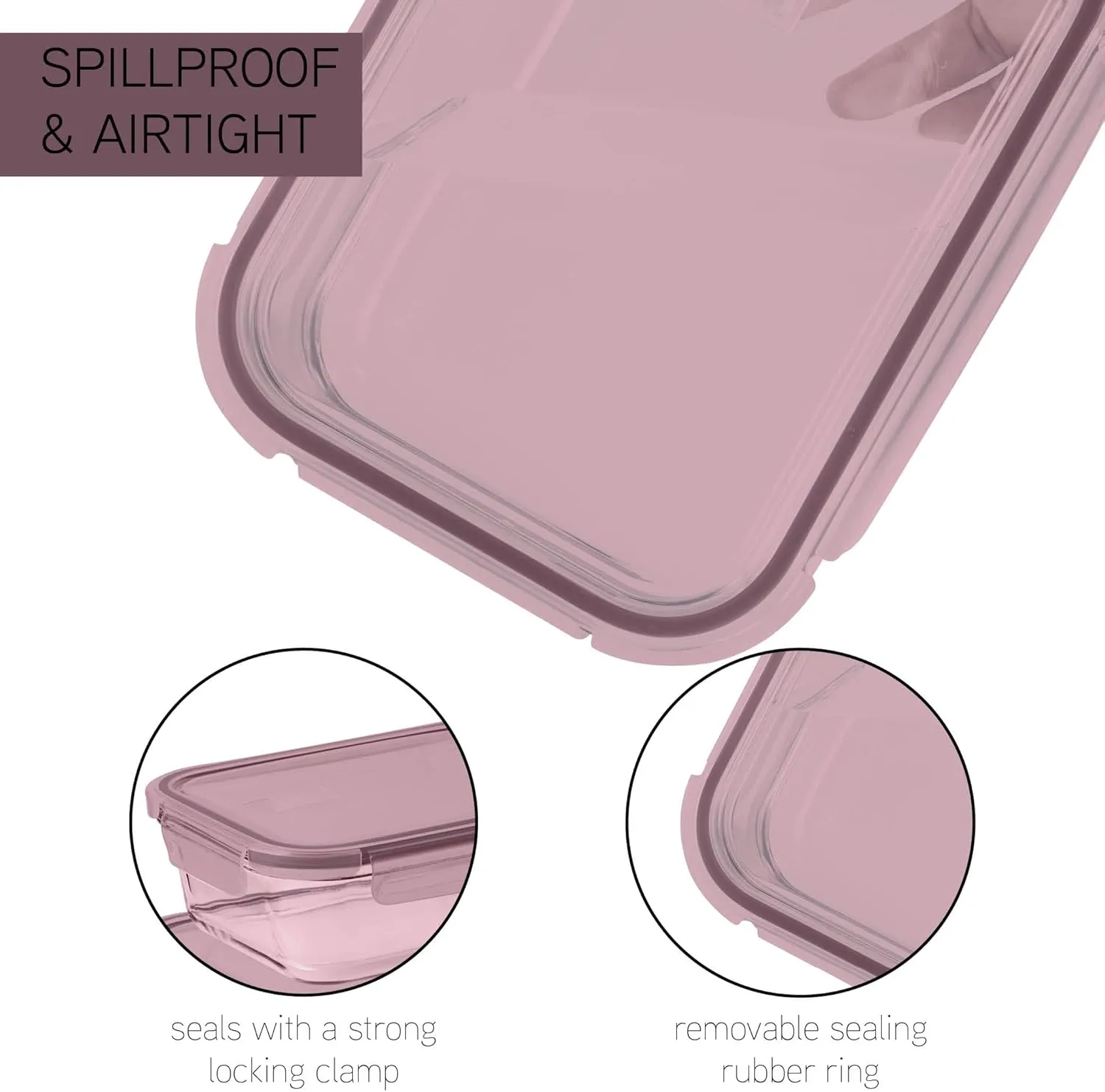 COOK WITH COLOR Premium 10-Pc. Colored Glass Food Container Set - 5 Rectangles - Leakproof Lids - Meal Prep, Storage, Pink
