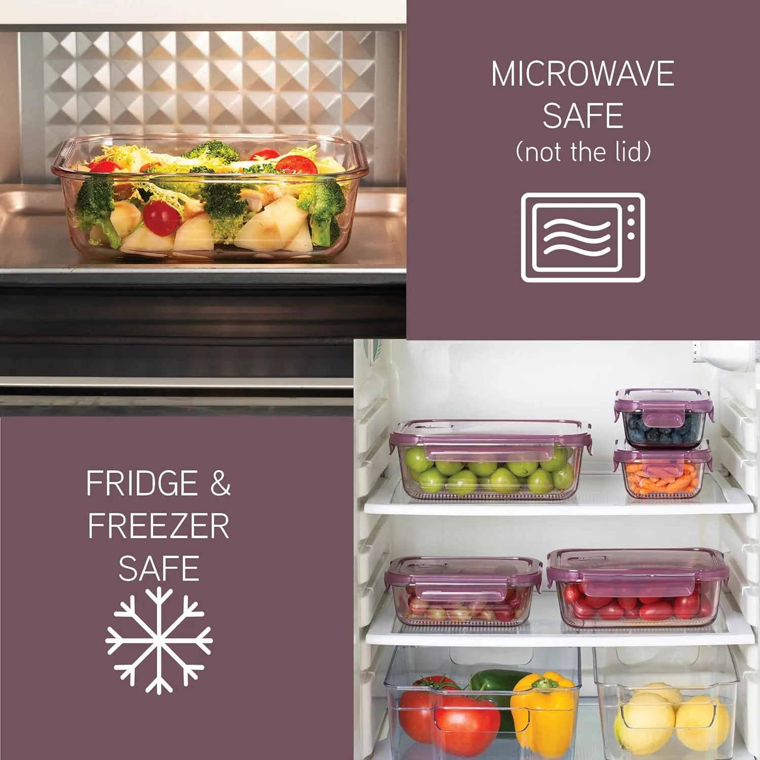 COOK WITH COLOR Premium 10-Pc. Colored Glass Food Container Set - 5 Rectangles - Leakproof Lids - Meal Prep, Storage, Pink