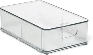 Copco Stackable Fridge Bin and Pantry Storage Drawer Clear with Divider and Handle,19.5x33.2x3.6 inch