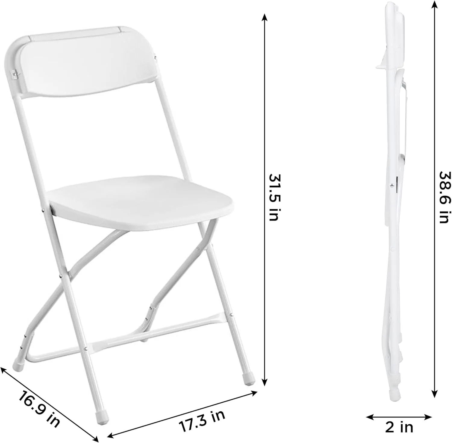 COSCO ZOWN Commercial 300 lb. Use Rate Heavy Duty, Injection Mold Banquet Folding Chair with Comfortable Contoured Back, White, 8 Pack