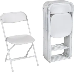 COSCO ZOWN Commercial 300 lb. Use Rate Heavy Duty, Injection Mold Banquet Folding Chair with Comfortable Contoured Back, White, 8 Pack