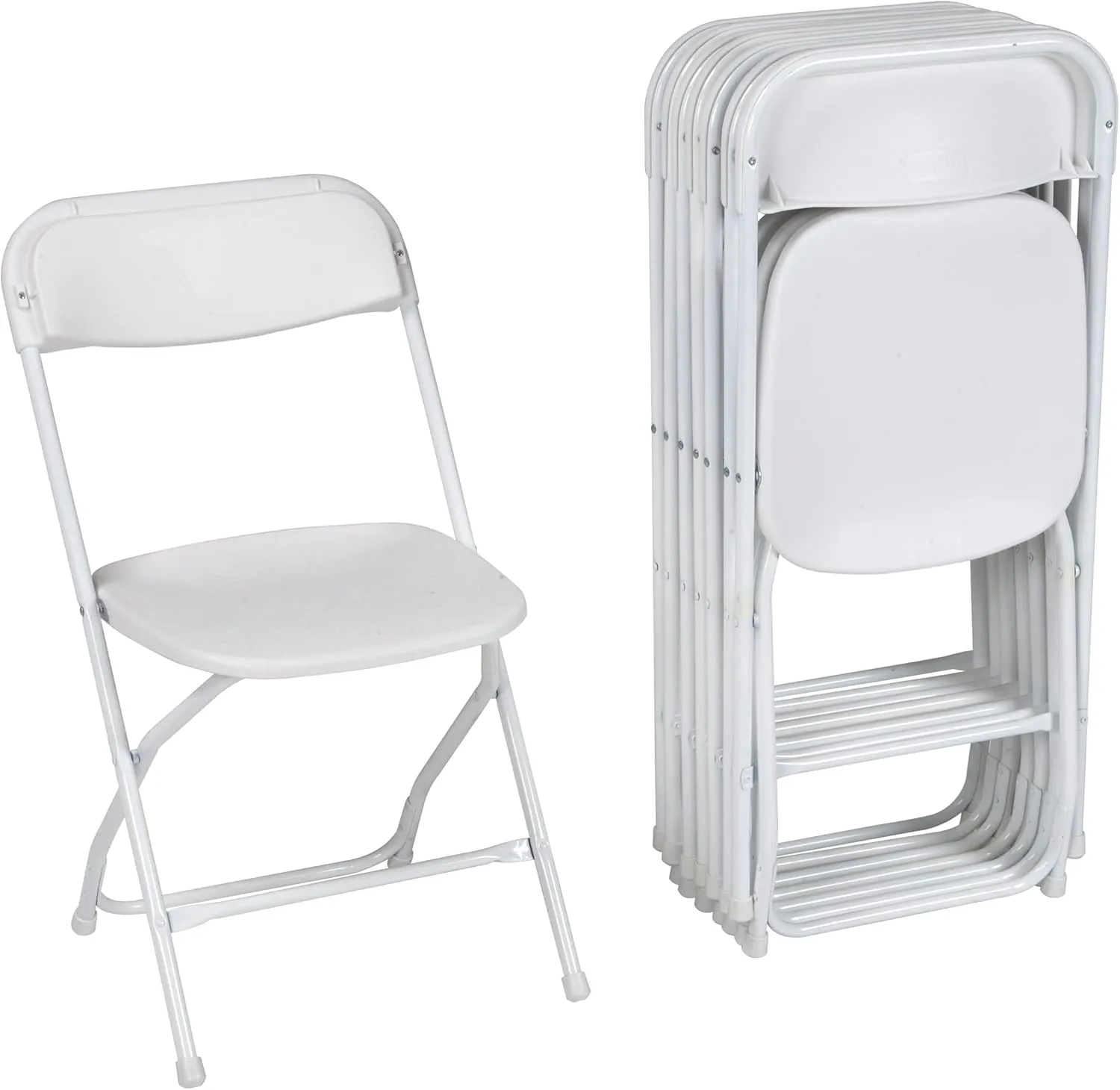 COSCO ZOWN Commercial 300 lb. Use Rate Heavy Duty, Injection Mold Banquet Folding Chair with Comfortable Contoured Back, White, 8 Pack