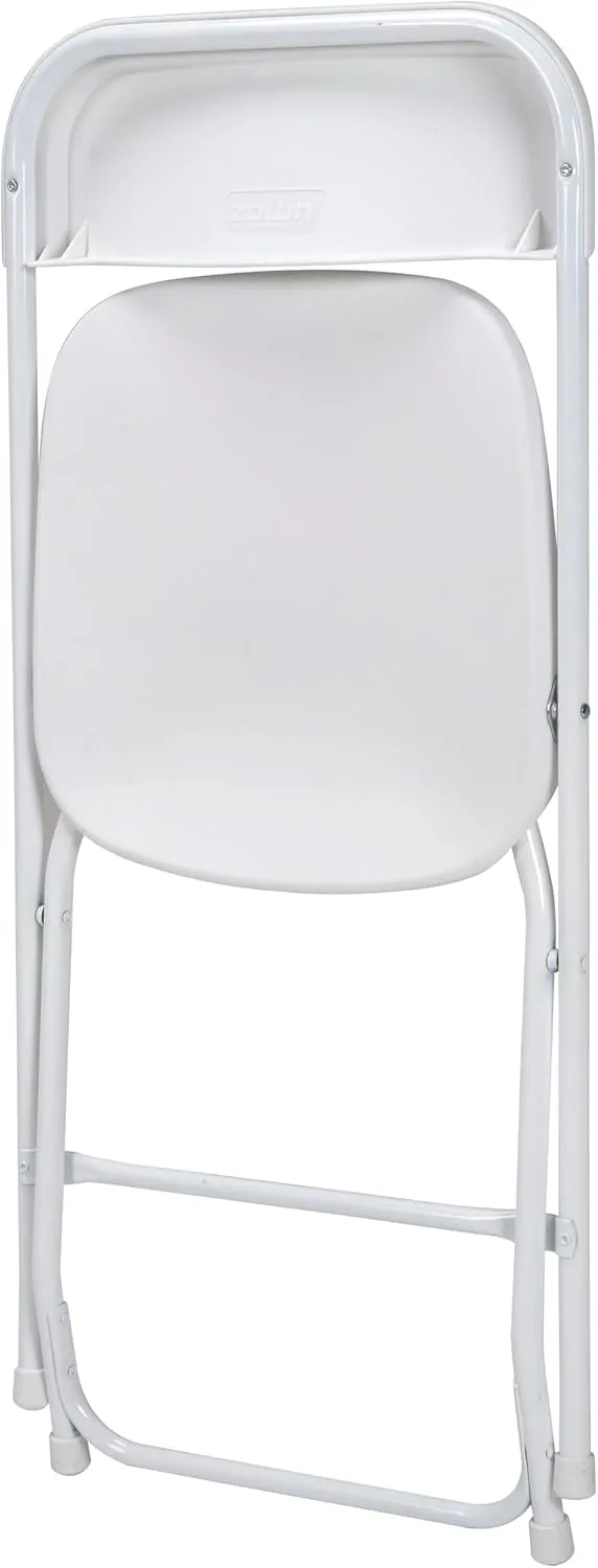 COSCO ZOWN Commercial 300 lb. Use Rate Heavy Duty, Injection Mold Banquet Folding Chair with Comfortable Contoured Back, White, 8 Pack