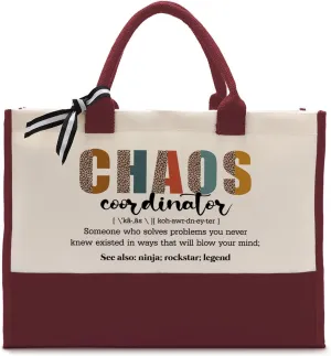 Cotton Canvas Tote Bag for Women, Canvas Tote Bag for Gifting, Chaos Coordinator Bag, Tote Bag Gift for Boss Lady, Mom Appreciation Gift, Teacher Gift, Women Travel Handbag, Canvas Beach Bag A1