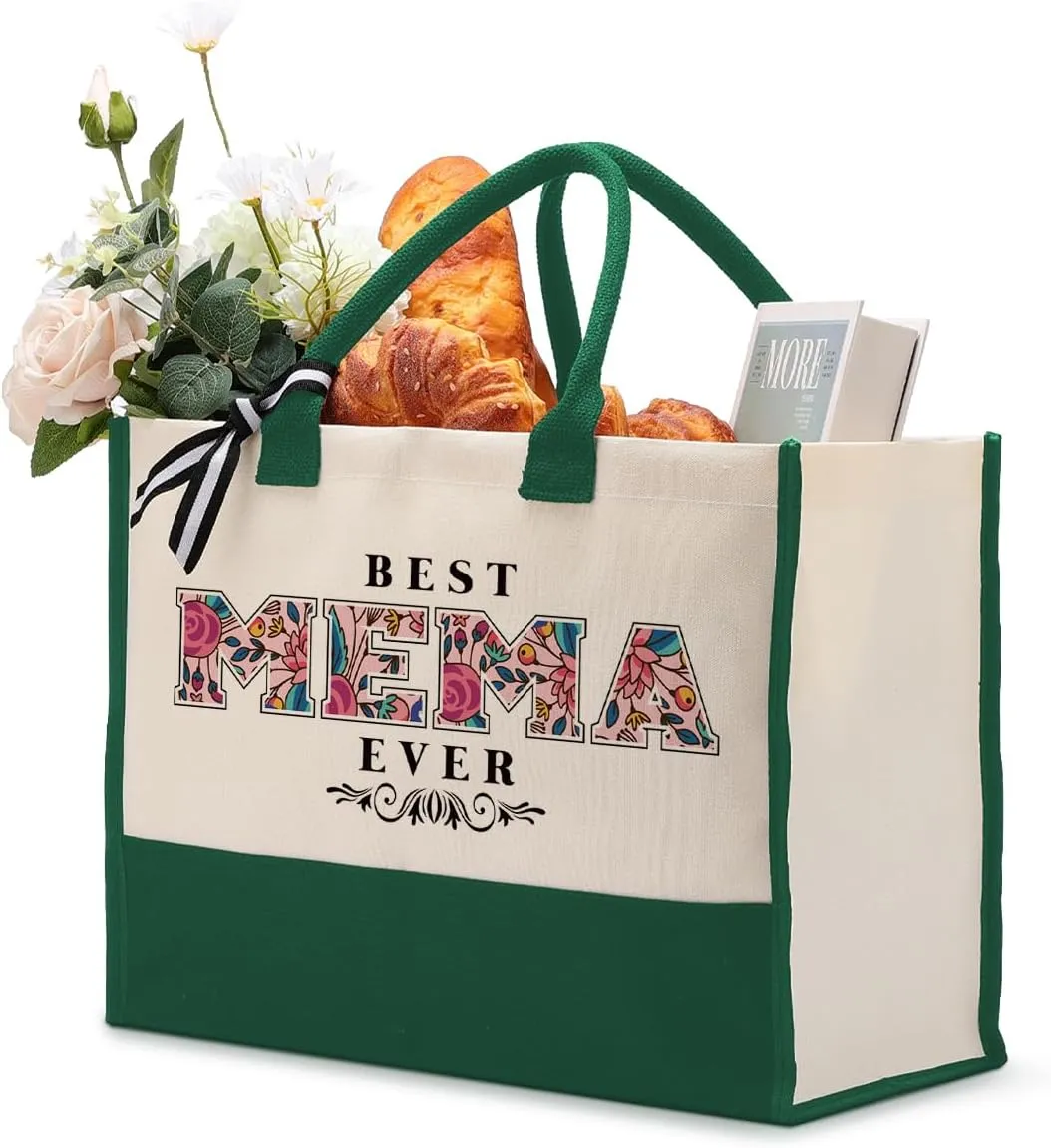 Cotton Canvas Tote Bag for Women, Canvas Tote Bag for Gifting, Tote Bag Gift for Mema, Best Mema Ever Gifts Travel Bag, Gifts for Mema Beach Canvas Tote, Mema Gift for Birthday Mother's Day B1