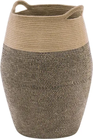 Cotton Rope Laundry Hamper by YOUDENOVA, 105L - Woven Collapsible Laundry Basket - Clothes Storage Basket for Blankets, Laundry Room Organizing, Bedroom Storage, Clothes Hamper – Dark Brown