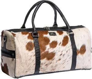 Cowhide Leather Duffle Bag for Men and Women - Genuine Leather Gym Duffle Bag, Weekend Overnight Travel Bag (Brown)