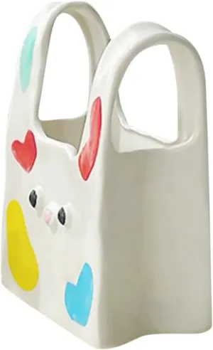Creative Ceramic Handbag Vase Unique Purse Shaped Flower Bud Vase for Modern Home Decor Vintage Inspired Decorative Container for Floral Arrangements and Centerpieces