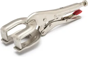 Crescent Locking C-Clamp with Swivel Pad Tips - Heavy-Duty Adjustable Clamp with Hex Key Recess & Compound Action - C11CCSVN - 11", Red