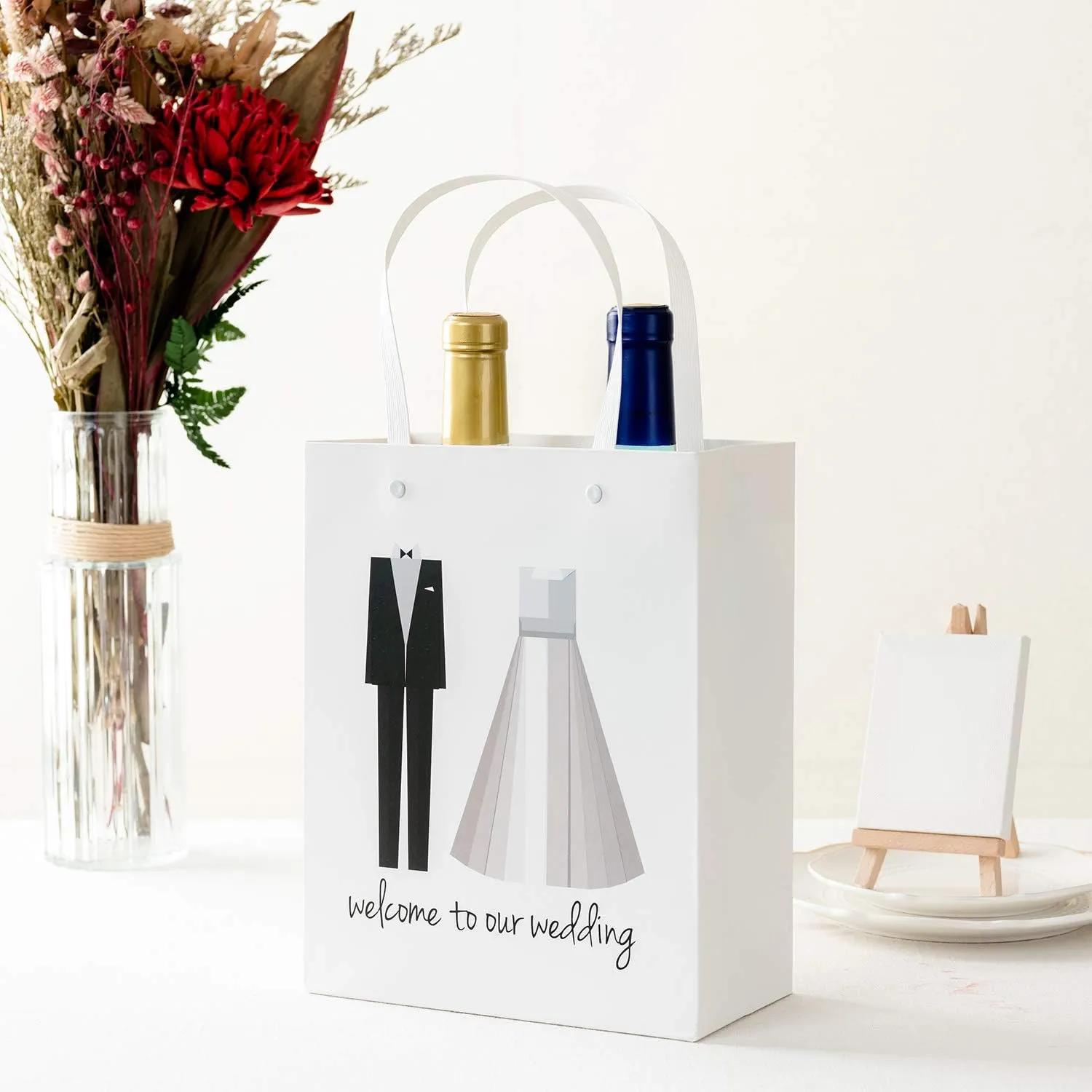 Crisky Welcome to Our Wedding Bags 25 pcs Welcome Wedding Bags for Hotel Guests, 10"X8"X4", Favor Bags