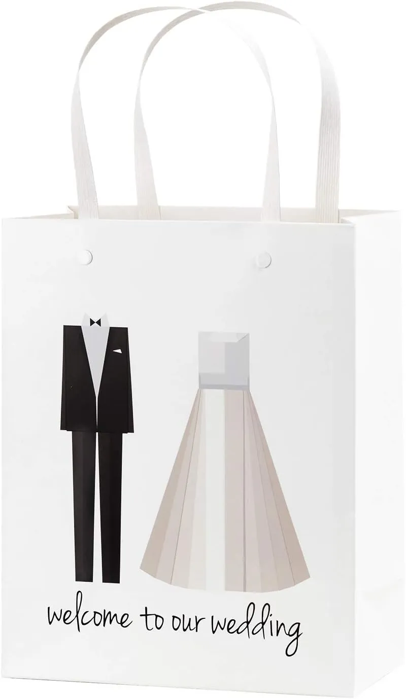 Crisky Welcome to Our Wedding Bags 25 pcs Welcome Wedding Bags for Hotel Guests, 10"X8"X4", Favor Bags