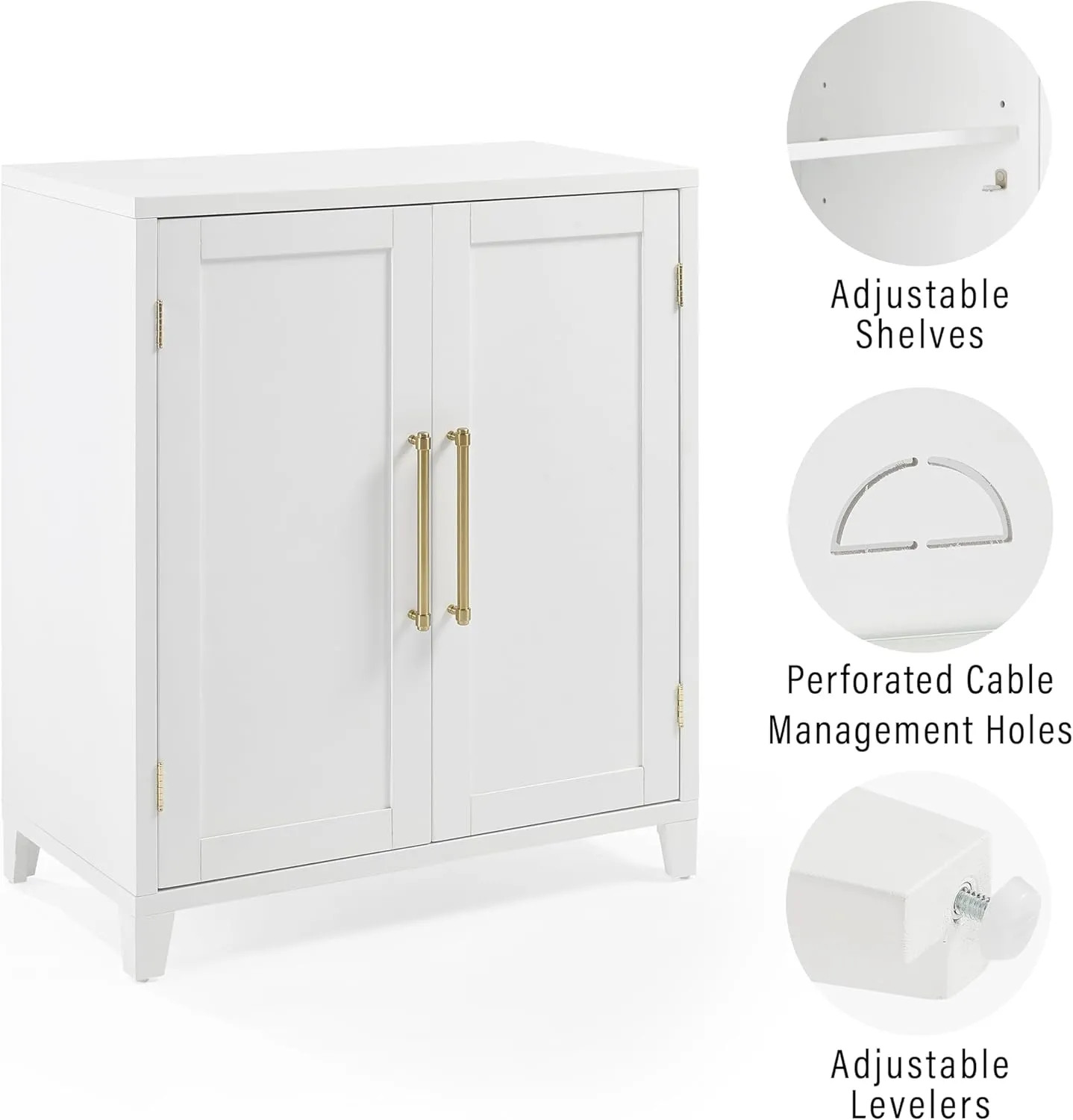Crosley Furniture Roarke Stackable Kitchen Pantry Storage Cabinet with Doors and Shelves, Accents Cabinets, White