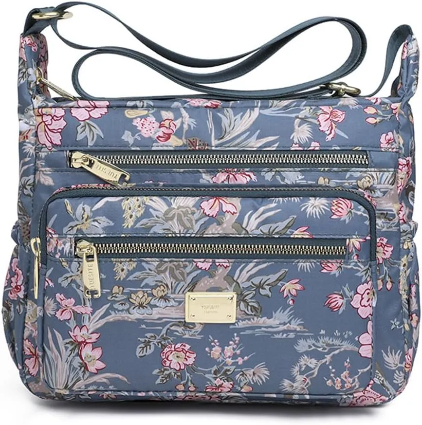 Crossbody Bags for Women Multi Pocket Shoulder Bag Waterproof Nylon Messenger Purses and Handbags