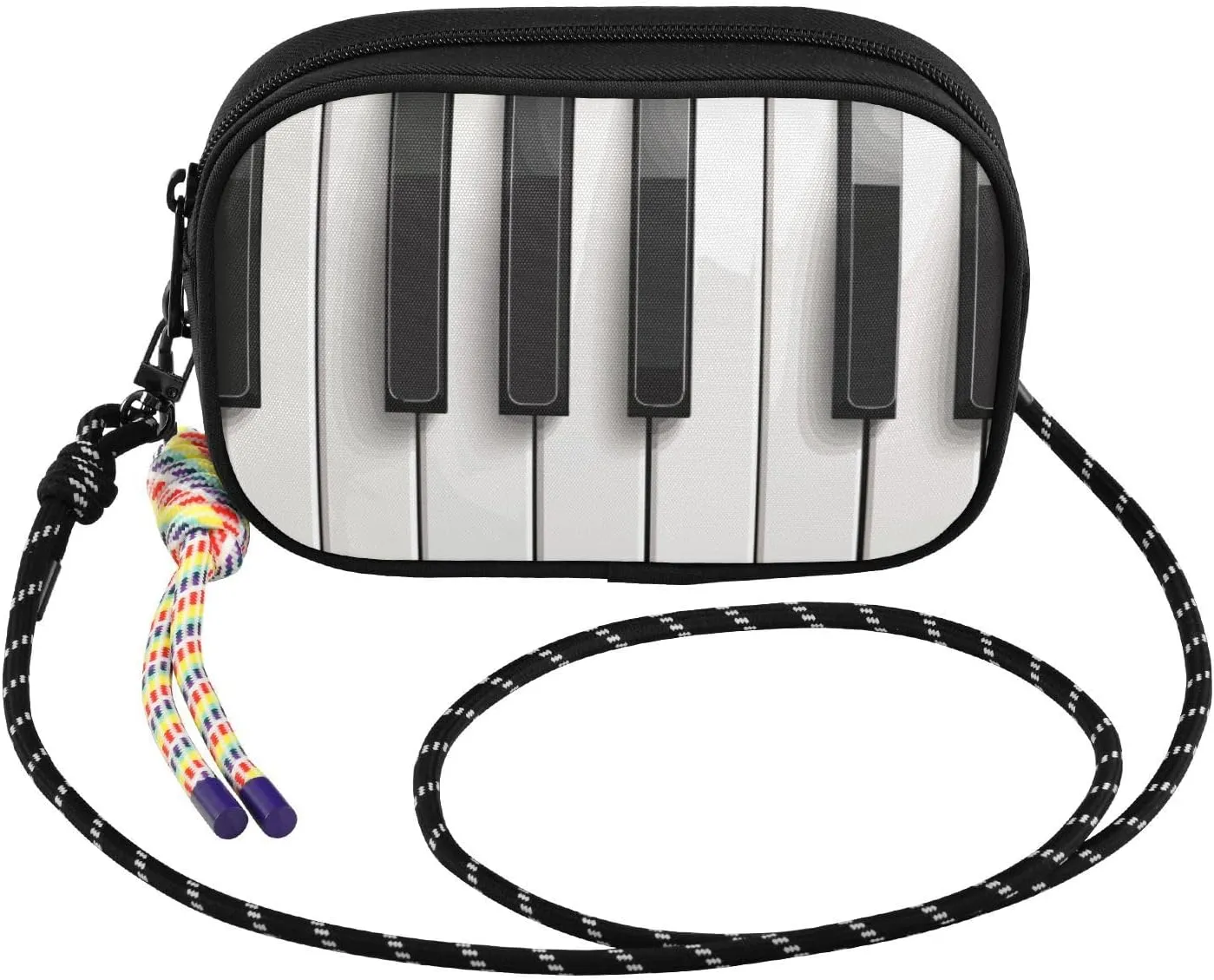 Crossbody Bags for Women Piano Keyboard White Cell Phone Purses Women's Shoulder Handbag Wallet Purse with Rope Pendant