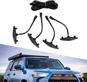 cueclue Pack-4 Car Front Grille LED Lights, 3.7" x 0.59" Front Bumper Light with Harness, ABS Waterproof Grid Decorative Lights for 2014-2022 Toyota 4Runner TRD Pro Grille (Yellow)