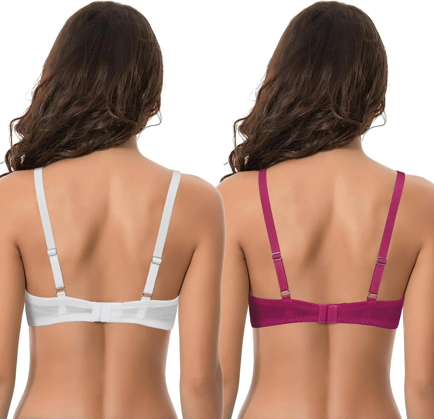 Curve Muse Women's Plus Size Push Up Add 1 and a Half Cup Underwire Mesh Bra