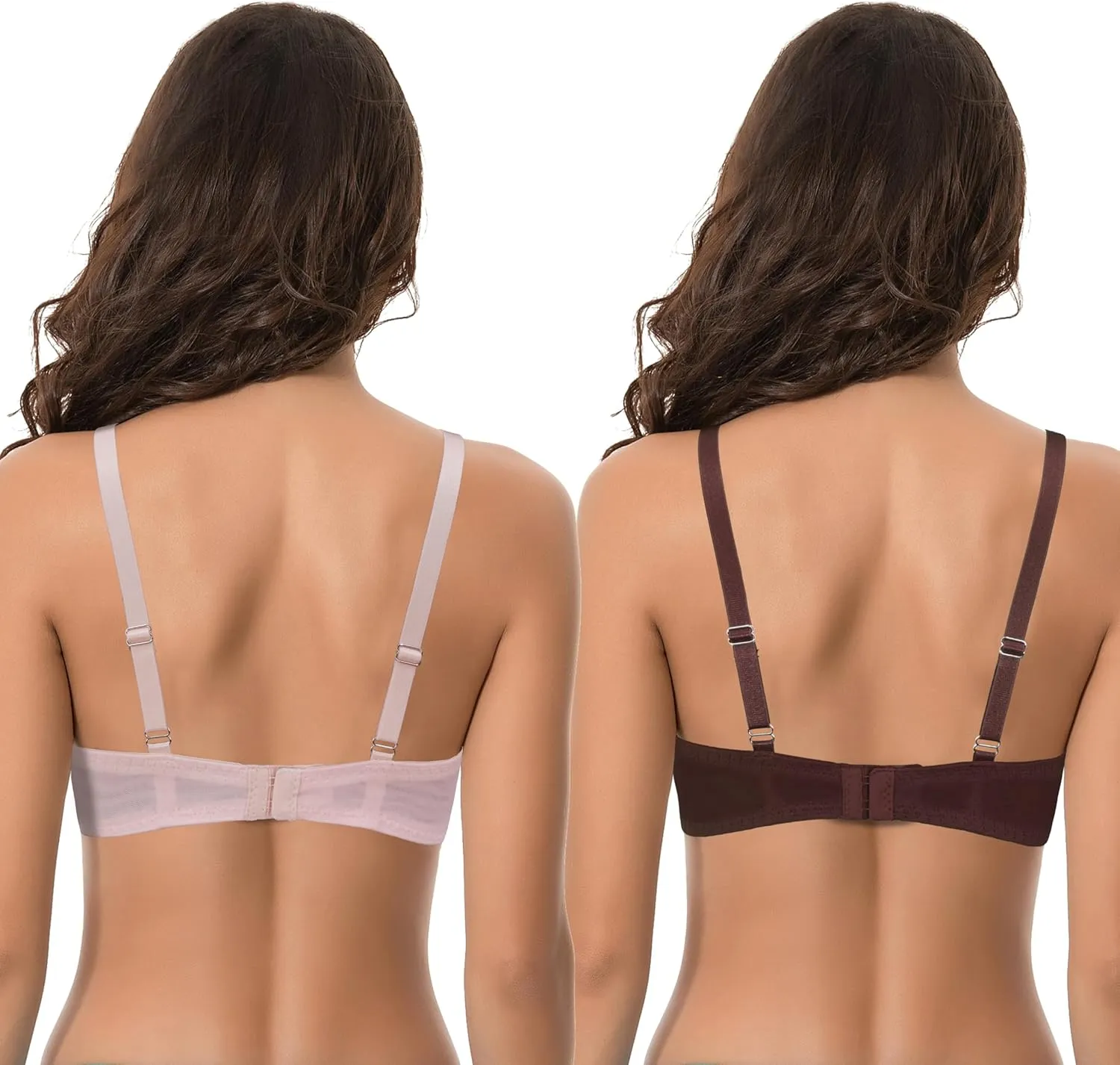 Curve Muse Women's Plus Size Push Up Add 1 and a Half Cup Underwire Mesh Bra