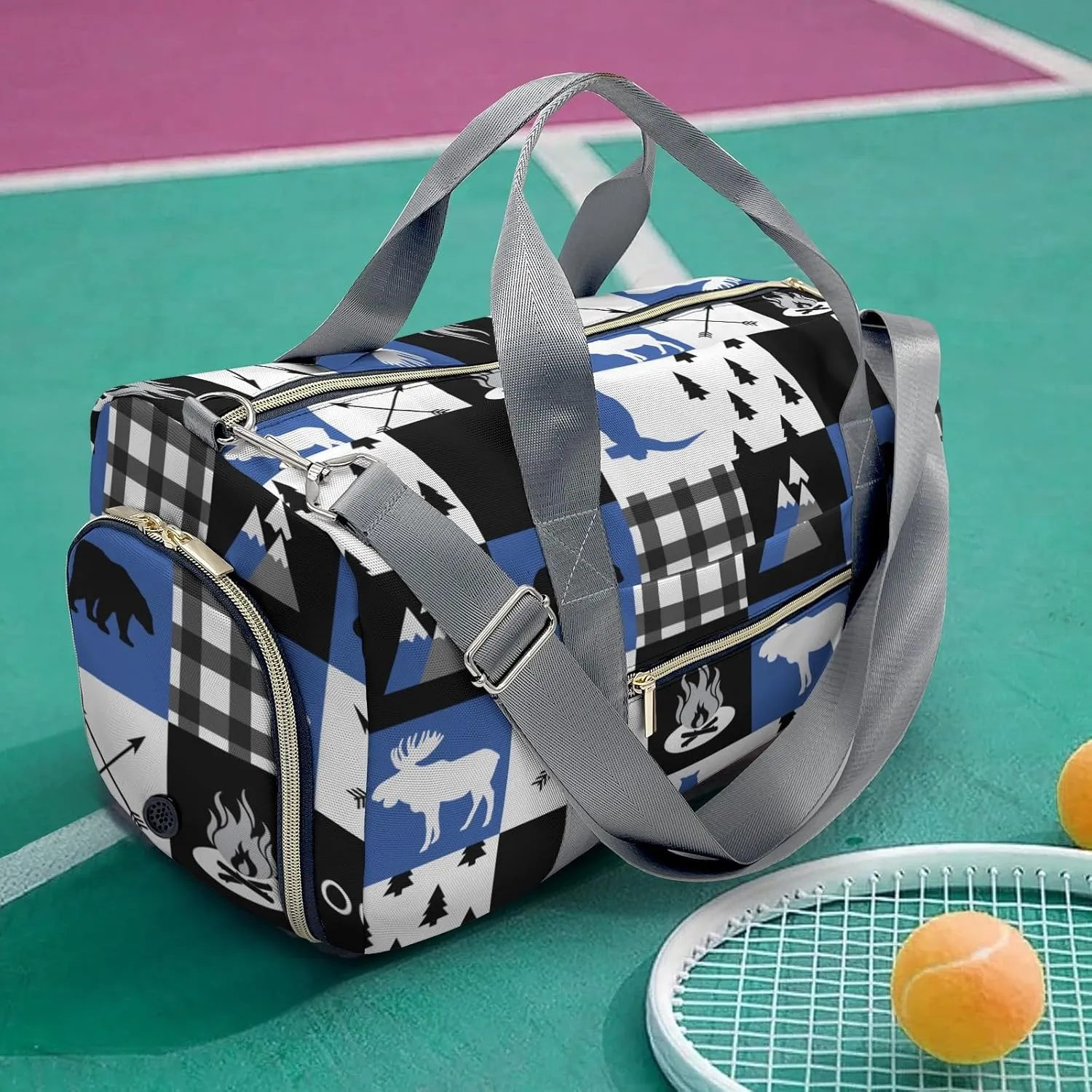 Custom Duffel Bag Wild Animal Owl Plaid Eco-Friendly Travel: Sustainable Travel Bags for Conscious Travelers