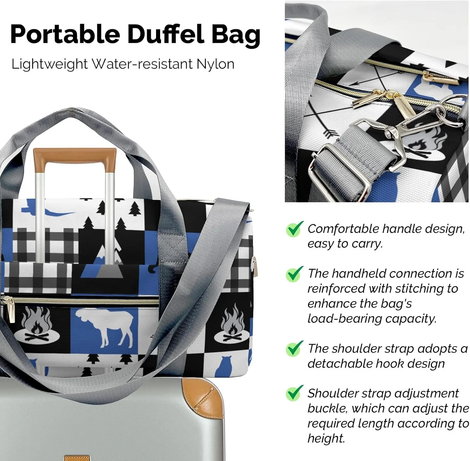 Custom Duffel Bag Wild Animal Owl Plaid Eco-Friendly Travel: Sustainable Travel Bags for Conscious Travelers